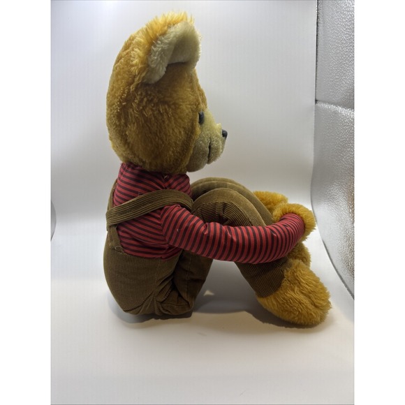 Knee Hugger Bear Plush Brown Corduroy Overalls 24" Long Cute Teddy - Picture 8 of 8